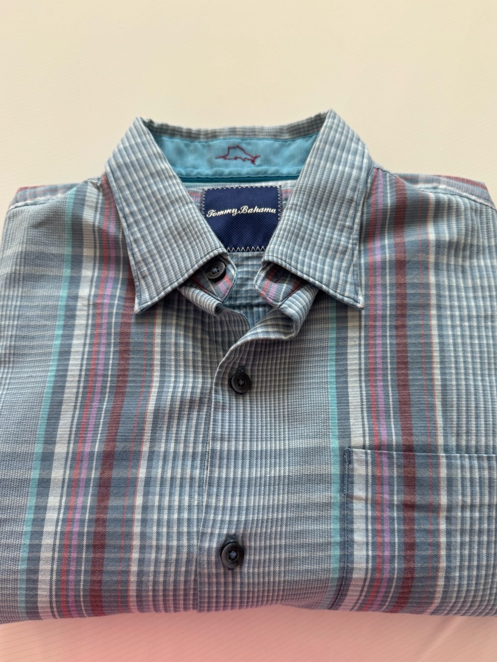 Tommy Bahama Turquoise & Blue Plaid Button-Down Shirt - Picture 5 of 7
